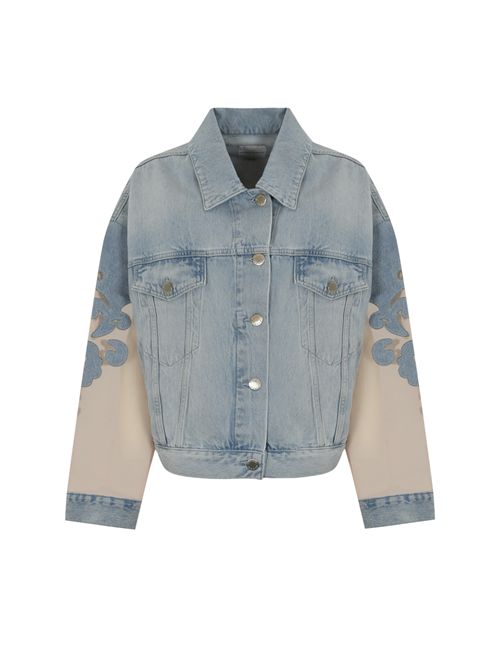 Giubbino Gaborone in denim con maniche in organza PINKO | 104697 A2F5PJM